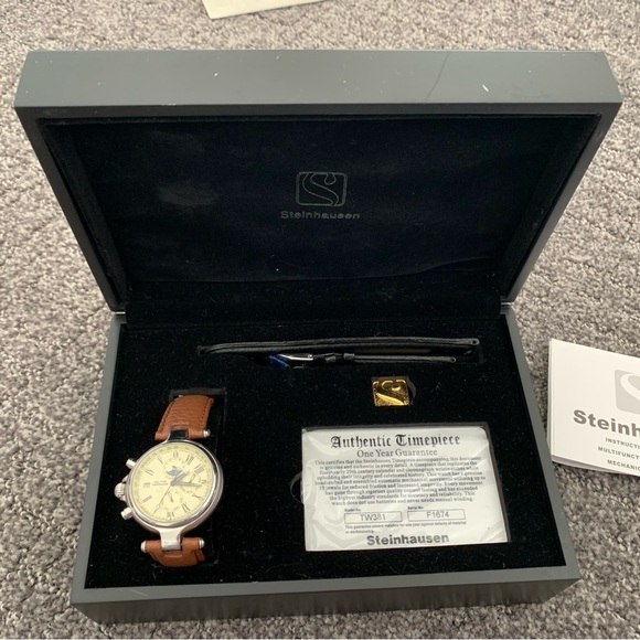Other - Steinhausen TW381 Classic Automatic Moon Phase Ivory Dial Men's Watch NEW